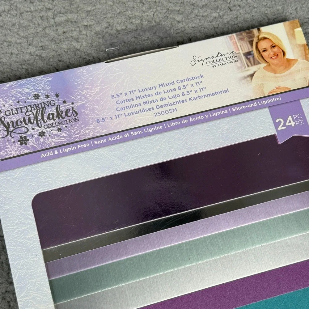 Crafters Companion Glittering Snowflakes Paper Pack Lot 8.5x11 Cardstock Acetate